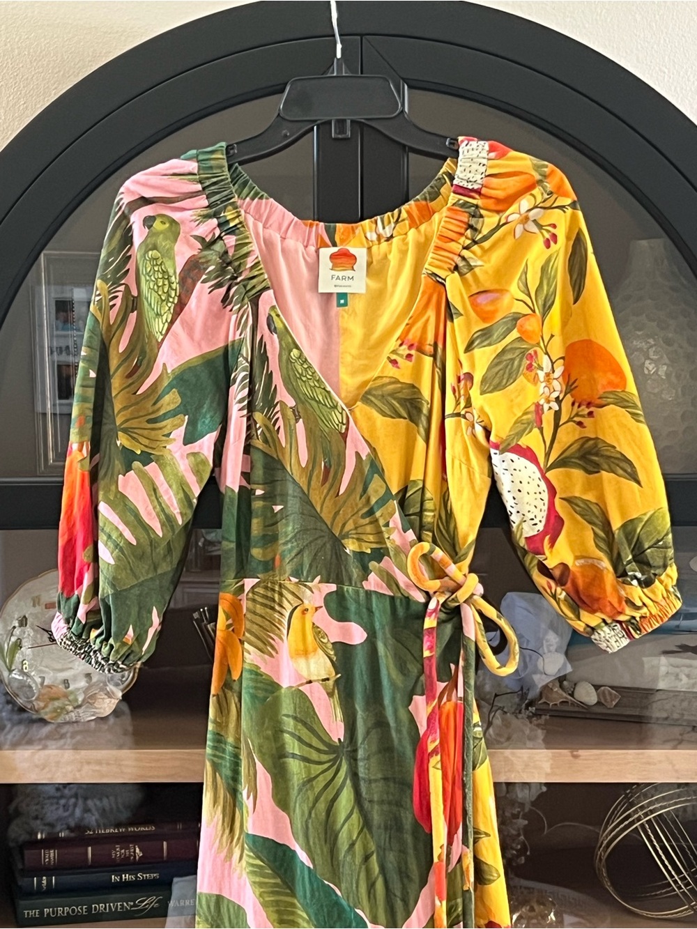 FARM Rio Yellow, Pink & Green Tropical Fruit Wrap Maxi Dress 🥭 - Picture 2 of 16